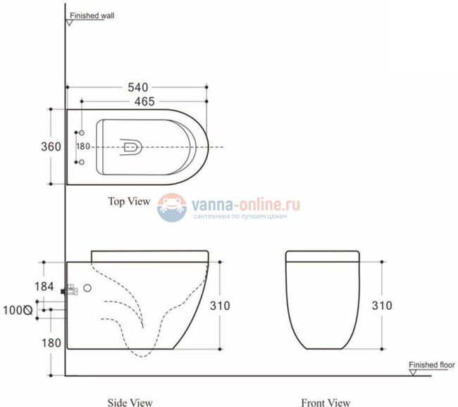 Подвесной унитаз Aquanet Rimless Cetus-W BL-102N-WHT с тонкой крышкой-сиденьем с микролифтом, безободковый