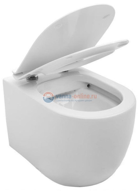 Подвесной унитаз Aquanet Rimless Cetus-W BL-102N-WHT с тонкой крышкой-сиденьем с микролифтом, безободковый