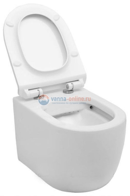 Подвесной унитаз Aquanet Rimless Cetus-W BL-102N-WHT с тонкой крышкой-сиденьем с микролифтом, безободковый