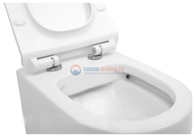 Подвесной унитаз Aquanet Rimless Cetus-W BL-102N-WHT с тонкой крышкой-сиденьем с микролифтом, безободковый