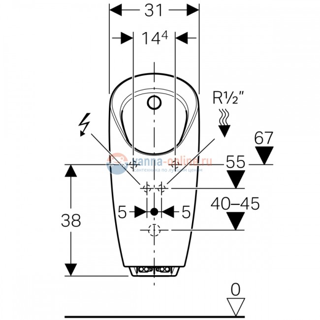 Писсуар Geberit Preda 116.075.00.1, для встроенного управления Писсуар Geberit Preda 116.075.00.1, для встроенного управления