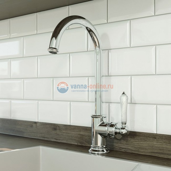 Смеситель для кухонной мойки Iddis Oxford OXFSBJ0i05, хром/белый