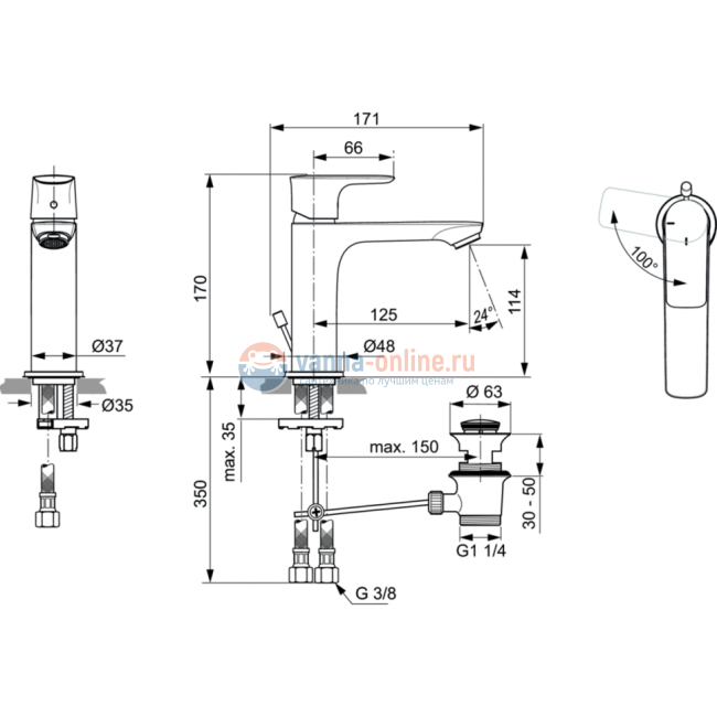 Смеситель для раковины Ideal Standard CONNECT AIR A7013AA Смеситель для раковины Ideal Standard CONNECT AIR A7013AA