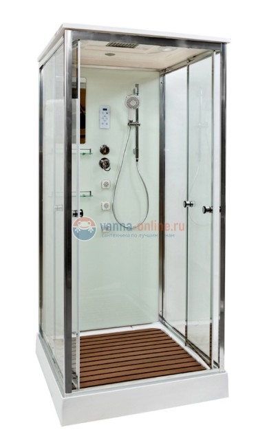 Душевая кабина Deto V1015, 100 x 100 см, с электрикой, гидромассажем, стекла матовые