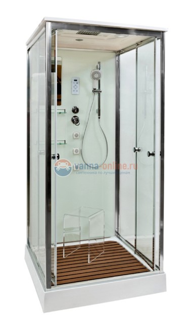 Душевая кабина Deto V1015, 100 x 100 см, с электрикой, гидромассажем, стекла матовые