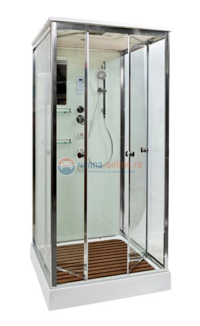 Душевая кабина Deto V1015, 100 x 100 см, с электрикой, гидромассажем, стекла матовые