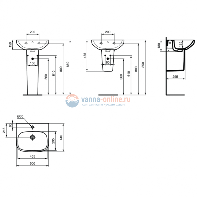 Колонна для раковин Ideal Standard IS i.life A T471201 Колонна для раковин Ideal Standard IS i.life A T471201