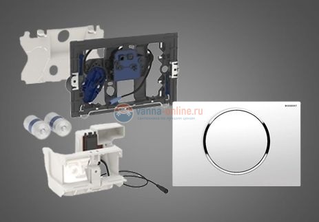 Привод бесконтактного смыва Geberit Sigma Type 10 115.908.KJ.1 для унитаза, 3В, двойной смыв, пластик, белый / глянцевый хром / белый