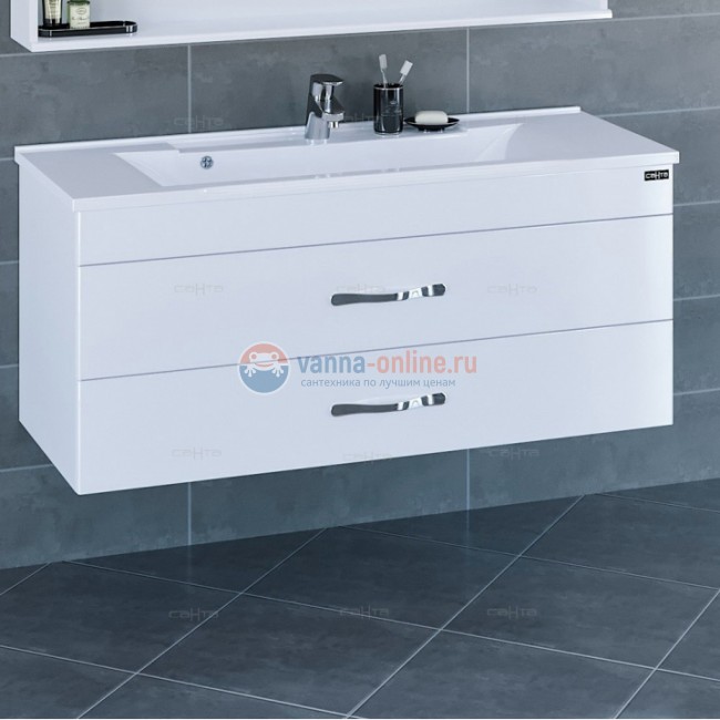 Тумба под раковину СаНта Виктория 120 700138N подвесная, цвет белый