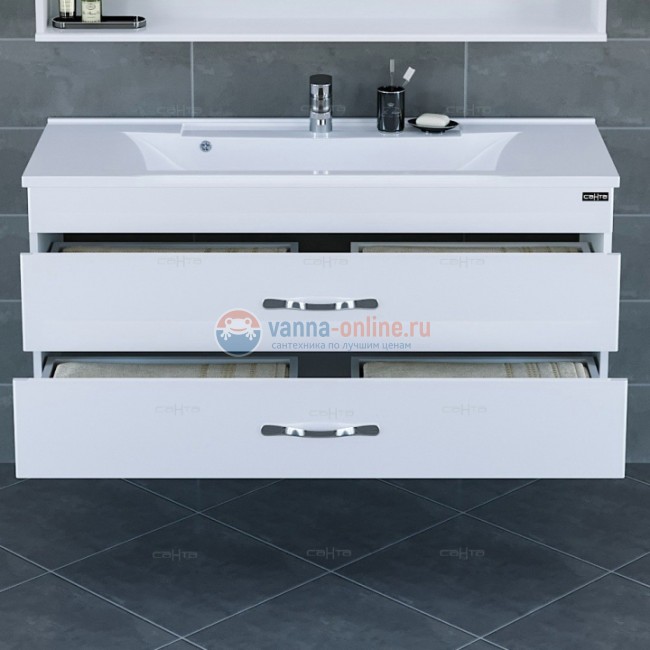 Тумба под раковину СаНта Виктория 120 700138N подвесная, цвет белый