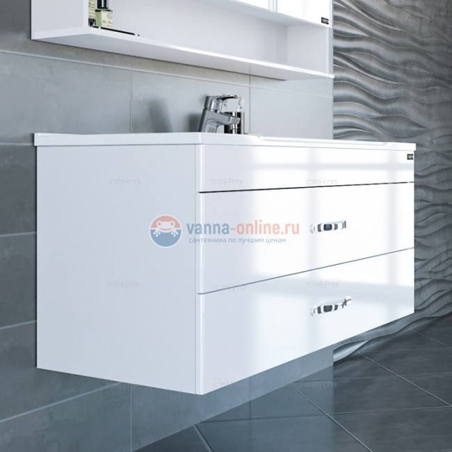 Тумба под раковину СаНта Виктория 120 700138N подвесная, цвет белый
