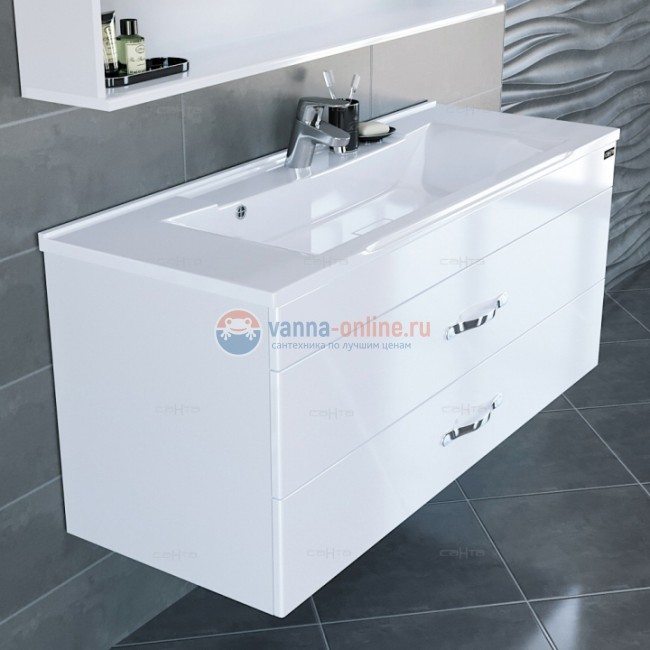 Тумба под раковину СаНта Виктория 120 700138N подвесная, цвет белый