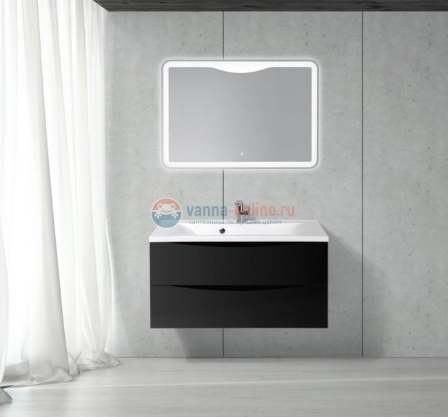 Тумба с раковиной BelBagno Marino MARINO-1000-2C-SO-NL-P, 100 х 44,5 х 55 см, Nero Lucido - черный глянец