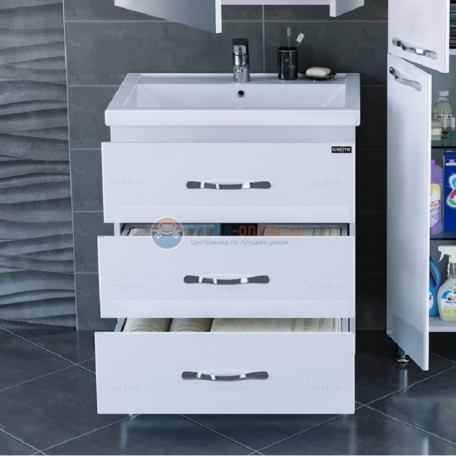 Тумба под раковину СаНта Виктория 70 NEW 700124N напольная, цвет белый