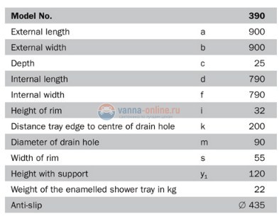 Поддон душевой Kaldewei Superplan Mod 390-2 90 x 90 x h12 cм, 4469.3500.0001 anti-slip