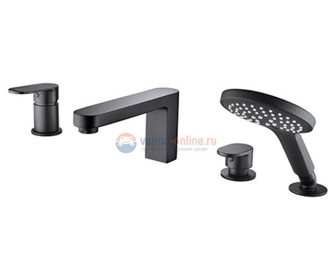 Смеситель на борт ванны WasserKRAFT Elbe 7455, на 4 отверстия, черный