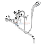 Смеситель Vidima ТРИНИТИ (Trinity) BA261AA для ванны и душа с душевым гарнитуром, поворотный излив, хром