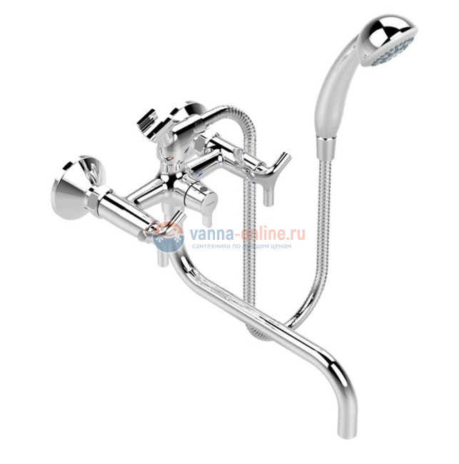 Смеситель Vidima ТРИНИТИ (Trinity) BA261AA для ванны и душа с душевым гарнитуром, поворотный излив, хром Смеситель Vidima ТРИНИТИ (Trinity) BA261AA для ванны и душа с душевым гарнитуром, поворотный излив, хром