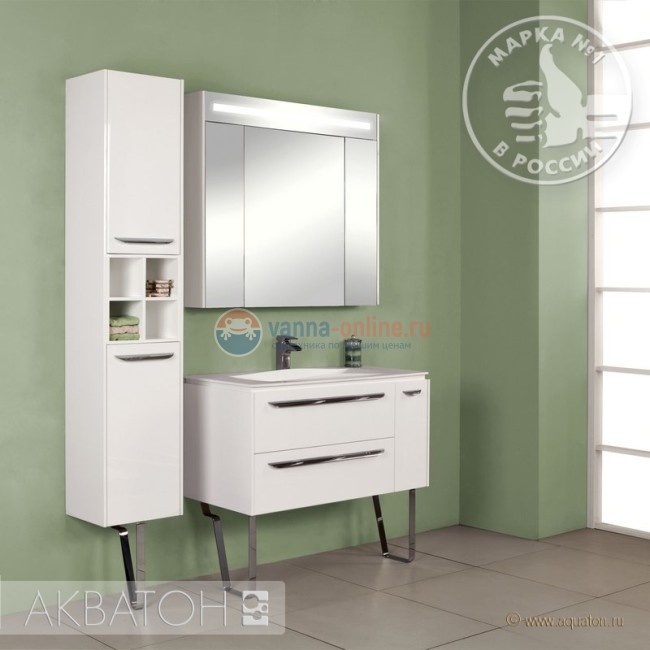 Тумба под раковину Акватон Блент 2Б 100, 1A165901BL010, белая