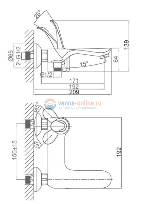 Смеситель D&K Venice Baciano DA1033259 для ванны