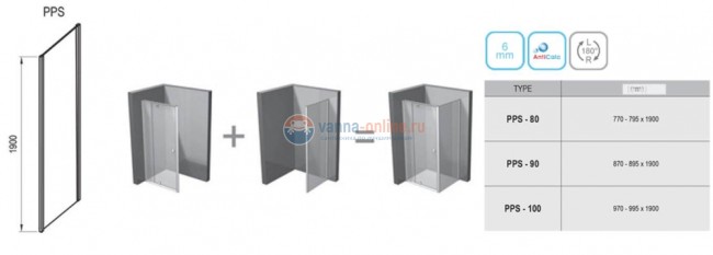 Неподвижная стенка Ravak Pivot PPS-100 90GA0300Z1, черный/транспарент