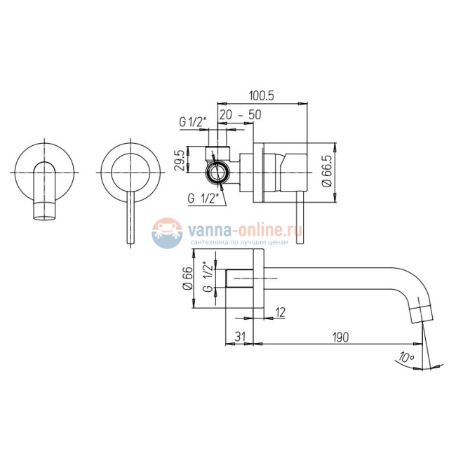 Смеситель для раковины Paini Cox встраиваемый Смеситель для раковины Paini Cox встраиваемый
