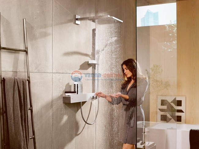 Смеситель для душа Hansgrohe ShowerTablet 600 ВМ 13108400, термостатический, белый/хром