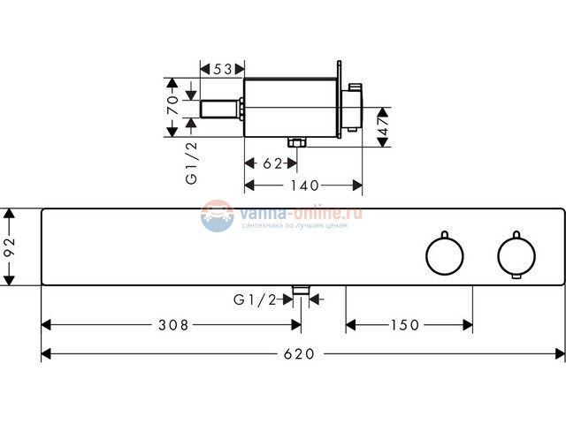 Смеситель для душа Hansgrohe ShowerTablet 600 ВМ 13108400, термостатический, белый/хром