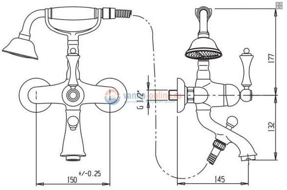Смеситель Cezares Atlantis PBV-03/24-Sw цвет золото