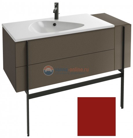 Тумба под раковину Jacob Delafon Nouvelle Vague 120 EB3034-G99, 3 ящика, с выступом, цвет - темно-красный глянцевый