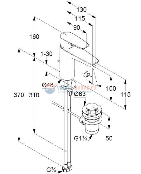 Смеситель для раковины Kludi Pure&Solid 342900575