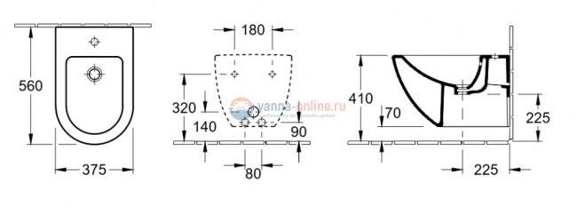 Биде Villeroy&Boch Verity Design 5403 00 01, подвесное Биде Villeroy&Boch Verity Design 5403 00 01, подвесное