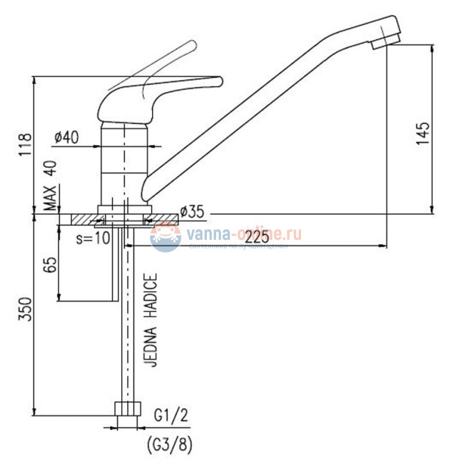 Кран для раковины на одну воду Rav-Slezak Sazava SA093.5, хром