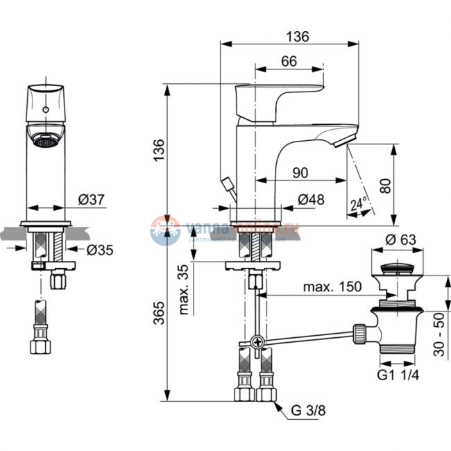 Смеситель для раковины Ideal Standard CONNECT AIR A7014AA Смеситель для раковины Ideal Standard CONNECT AIR A7014AA