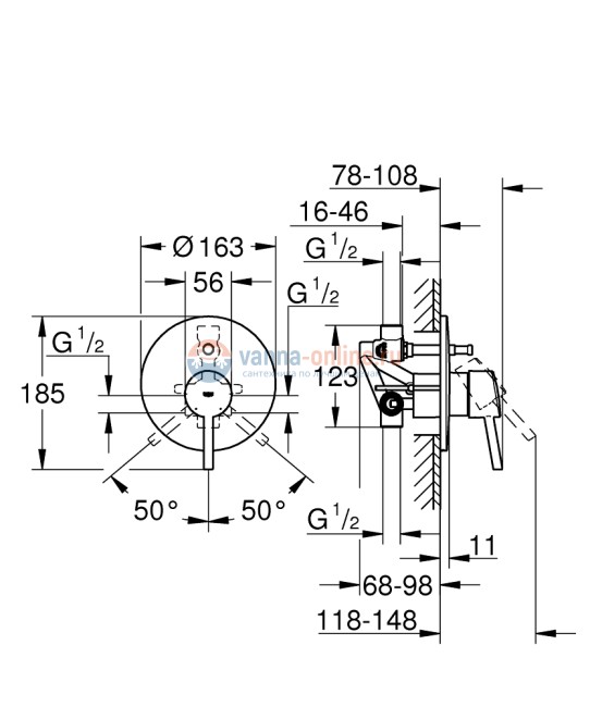 Смеситель для ванны/душа Grohe Concetto New 32214001 в сборе