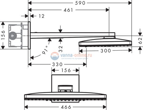 Верхний душ Hansgrohe Rainmaker Select 460 3jet SH черный/хром Верхний душ Hansgrohe Rainmaker Select 460 3jet SH черный/хром