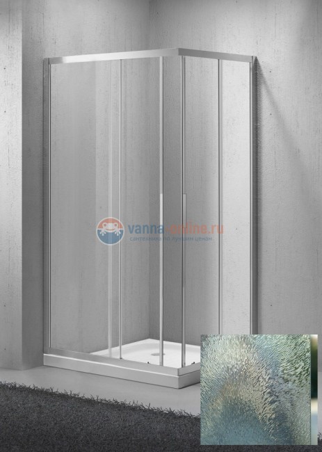 Душевой уголок BelBagno Sela-AH-2-100/90-Ch-Cr, 100 x 90 x 190 см, стекло шиншилла, хром
