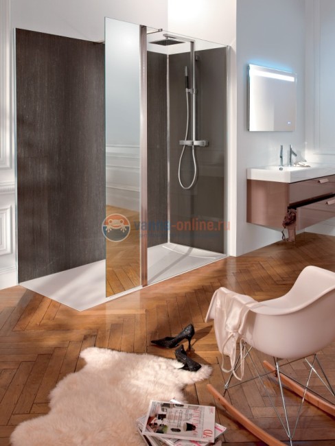 Душевой уголок Jacob Delafon Contra 180 см, правосторонний с зеркальной поворотной панелью