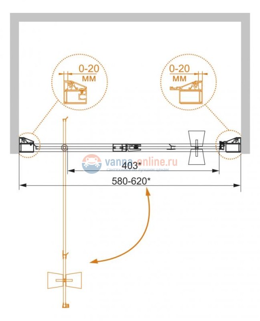 Душевая дверь Cezares Rosa ROSA-BA-1-90-RO-Bi, 90 х 195 см