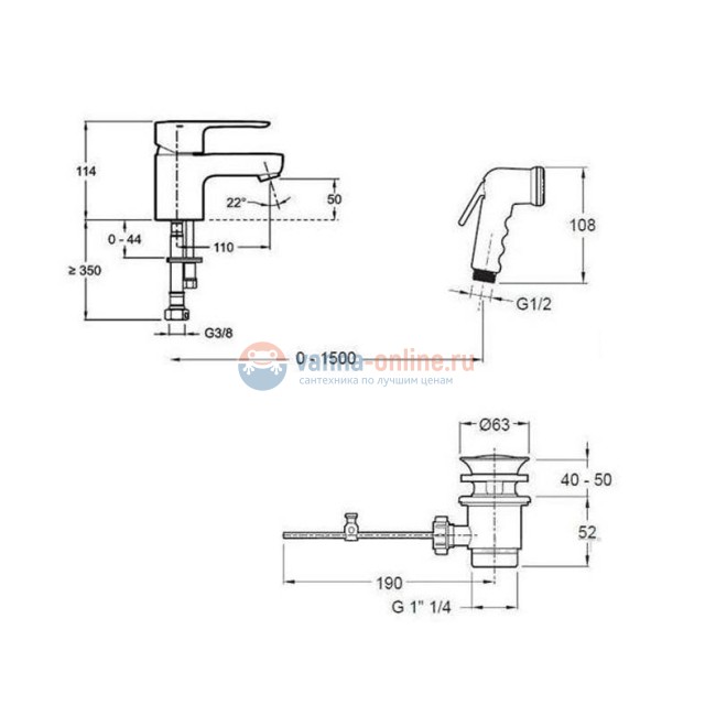 Смеситель Jacob Delafon July E16319-4-CP для раковины