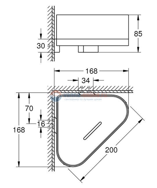 Угловая полочка с держателем Grohe Selection 41038000, хром