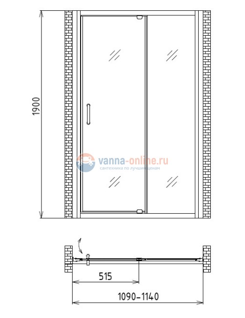 Душевая дверь Gemy Sunny Bay S28191C, 110 х 190 см, стекло прозрачное