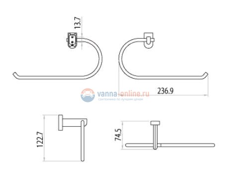 Полотенцедержатель Lemark Omega LM3135C, полуовал