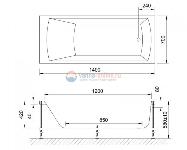 Ванна гидромассажная Royal Bath Vienna RB953200ST, 140 x 70 см, белая
