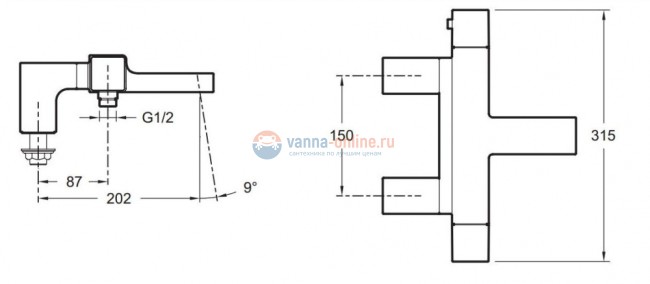 Смеситель Jacob Delafon Strayt E9129-CP для ванны термостатический