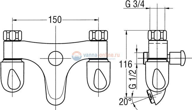 Смеситель Jacob Delafon Galeo E71960-CP для ванны и душа Смеситель Jacob Delafon Galeo E71960-CP для ванны и душа