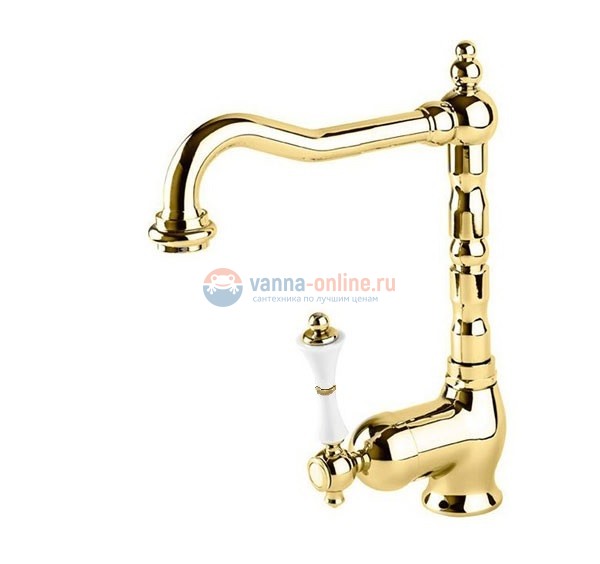 Смеситель Cezares Margot MARGOT-LSM2-03/24-Bi для раковины, золото/белый Смеситель Cezares Margot MARGOT-LSM2-03/24-Bi для раковины, золото/белый