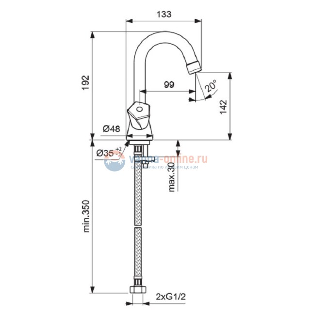 Смеситель для раковины Vidima Life BA357AA, хром Смеситель для раковины Vidima Life BA357AA, хром