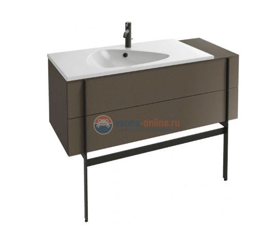 Тумба под раковину Jacob Delafon Nouvelle Vague 120 EB3033-NR2, 2 ящика, с выступом, цвет - коричневая кожа