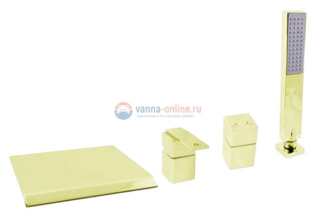 Смеситель каскадный на борт ванны Rav-Slezak Loira LR574.5PZ, на 4 отверстия, золото